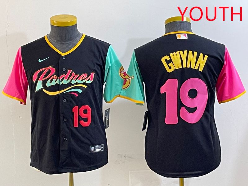 Youth San Diego Padres #19 Gwynn Black City Edition Game 2025 Nike MLB Jersey style 7->youth mlb jersey->Youth Jersey
